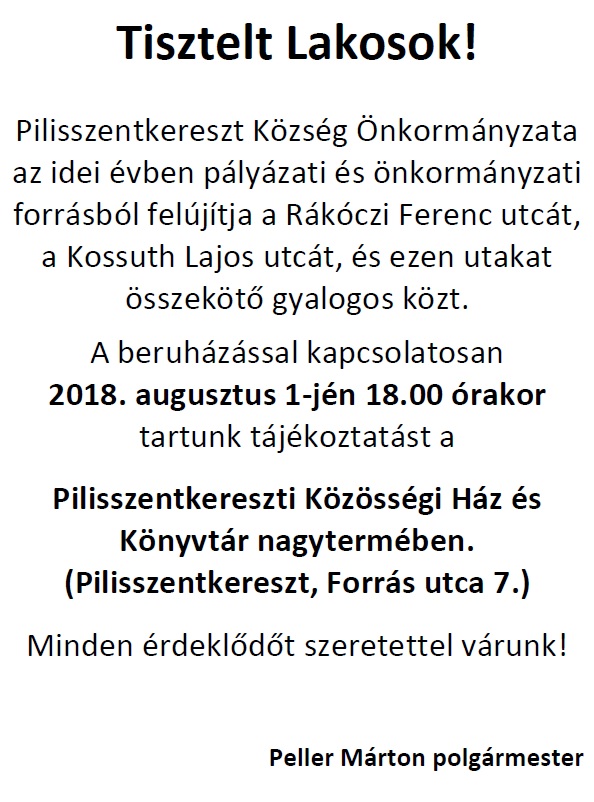 Rákóczi F. u. tájékoztató